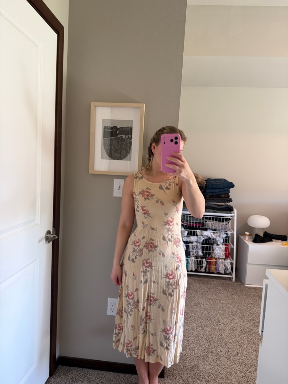 Vintage, The Limited butter yellow, Floral Midi Dress